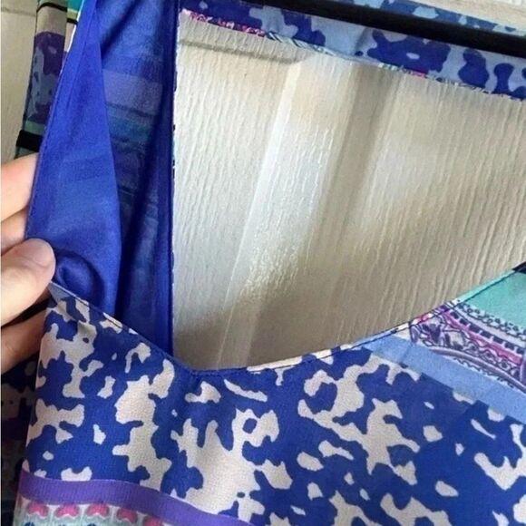 Umgee Maxi Multicolor Purple Paisley Stripes Beach Double lined Coastal Dress M - Picture 6 of 7